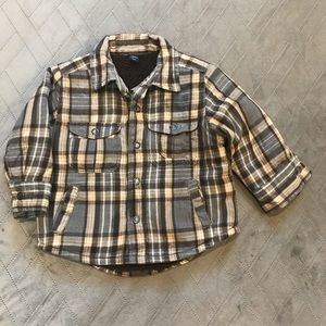 EUC Gap Boys Sherpa lined plaid shirt 12-18 mths